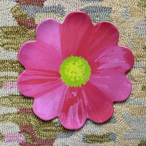 🌸Bright Pink and Green Flower-shaped Melamine Plate 8.5” Plate 2